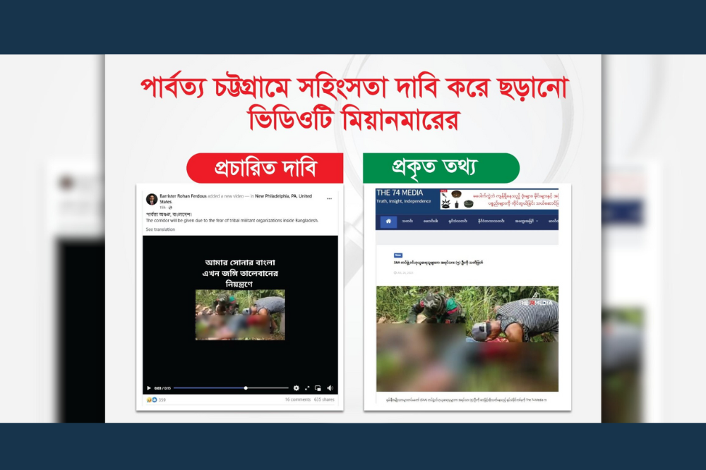 পার্বত্য চট্টগ্রামে সহিংসতা দাবি করে ছড়ানো ভিডিওটি মিয়ানমারের